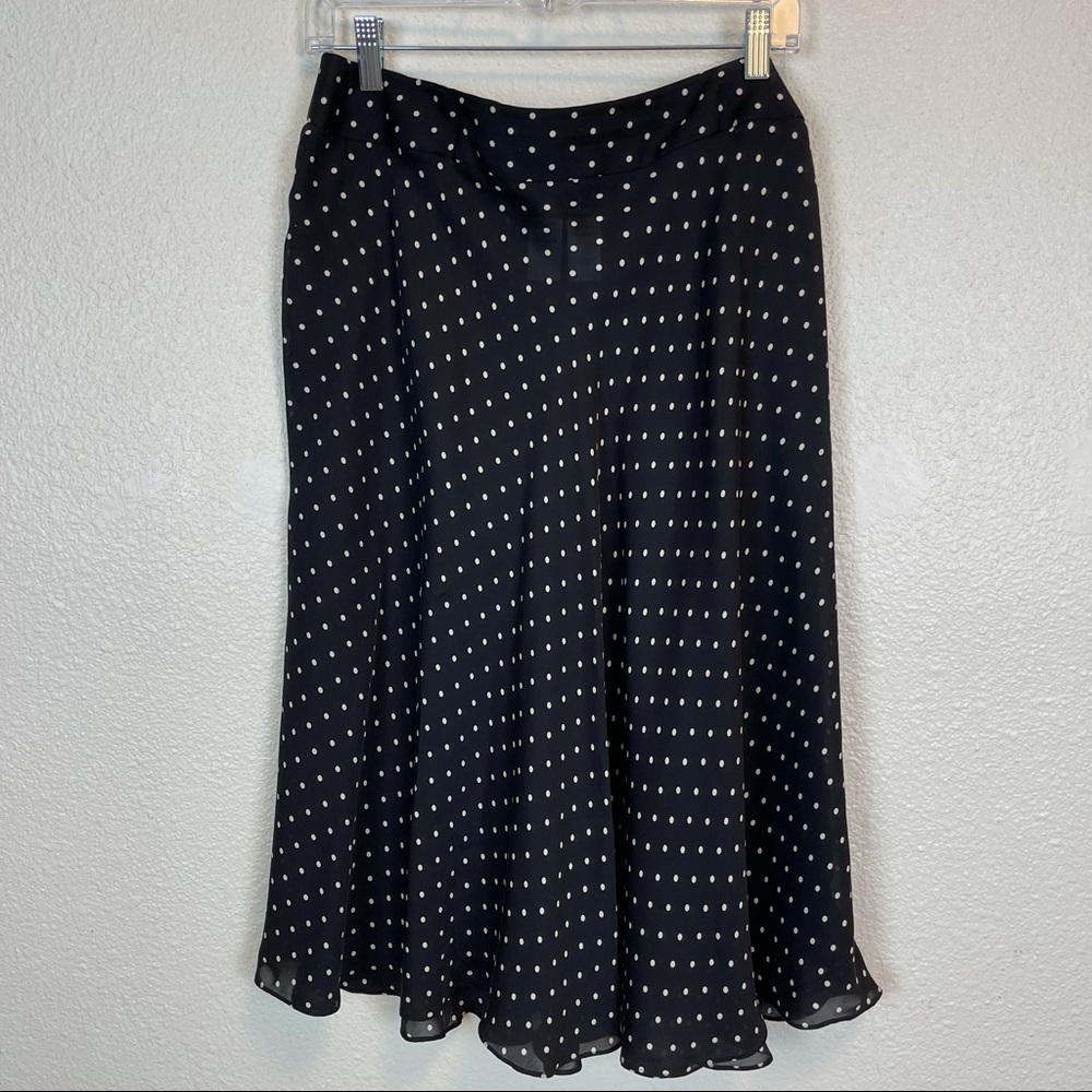 Jones New York Silk Polka Dot ALine Midi Skirt 14